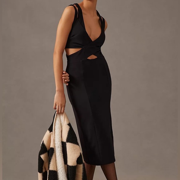 Anthropologie Dresses & Skirts - ANTHROPOLOGIE CUTOUT CROSSOVER MIDI DRESS (L)